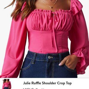 Julie Ruffle Shoulder Crop Top